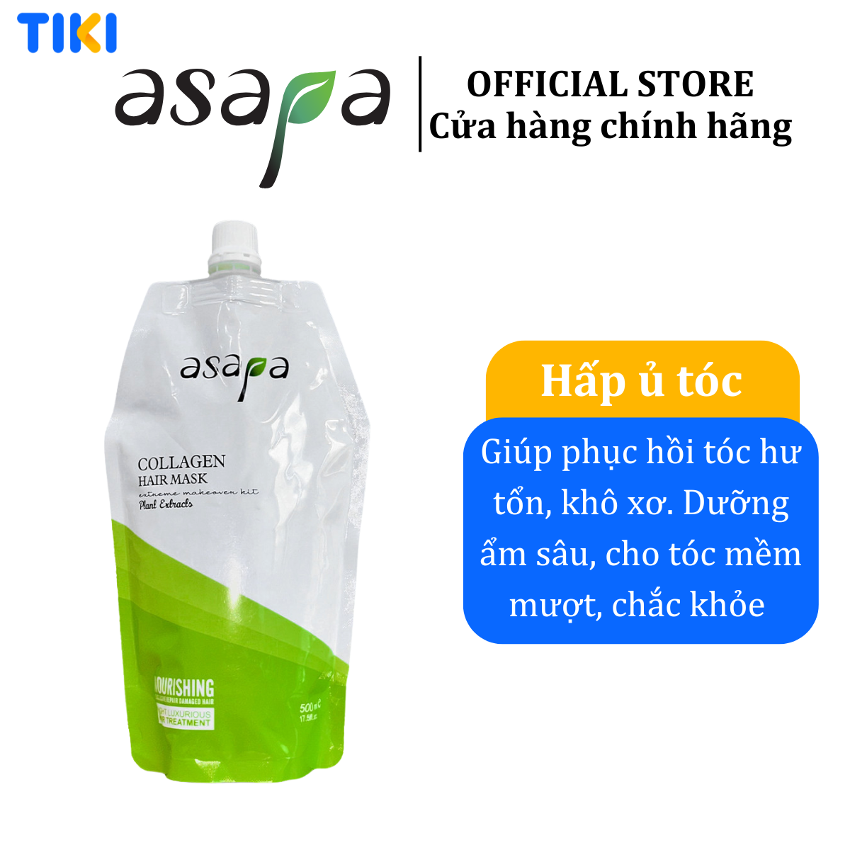 Kem Ủ Tóc Asapa Phục Hồi Hư Tổn, Dưỡng Ẩm Sâu Cho Tóc Mềm Mượt - Chuẩn Salon 500ml