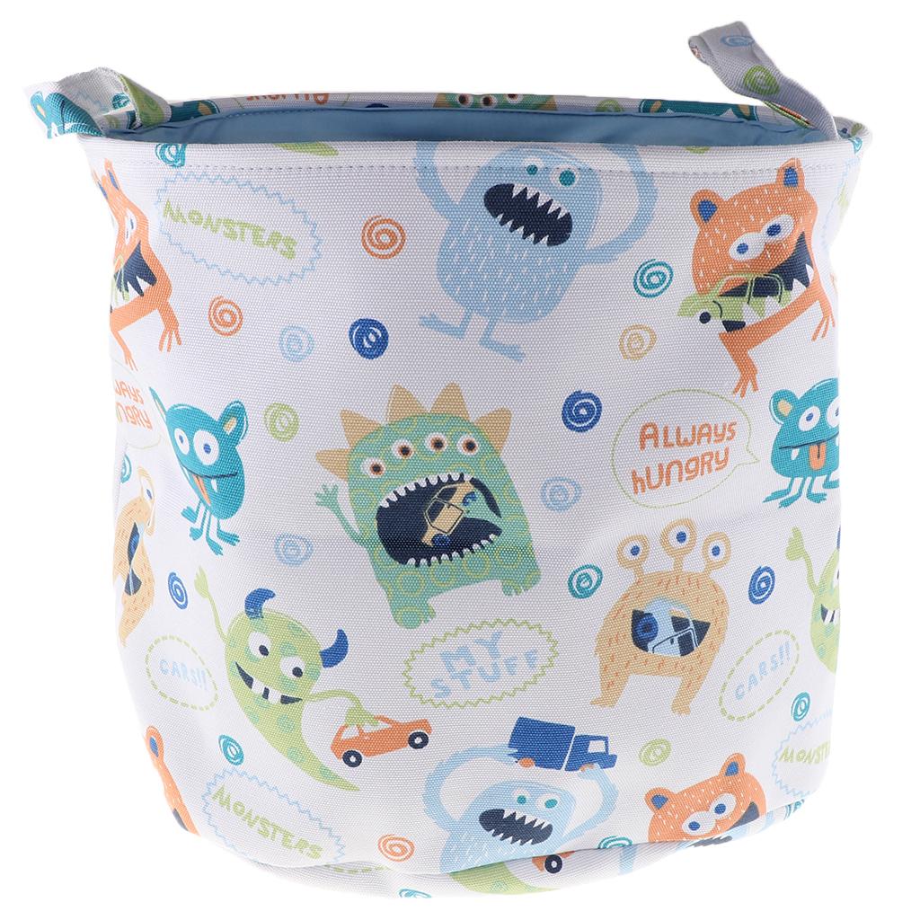 Children Room Toy Storage Basket Hamper Embroidery Little Monster 37x28x38cm