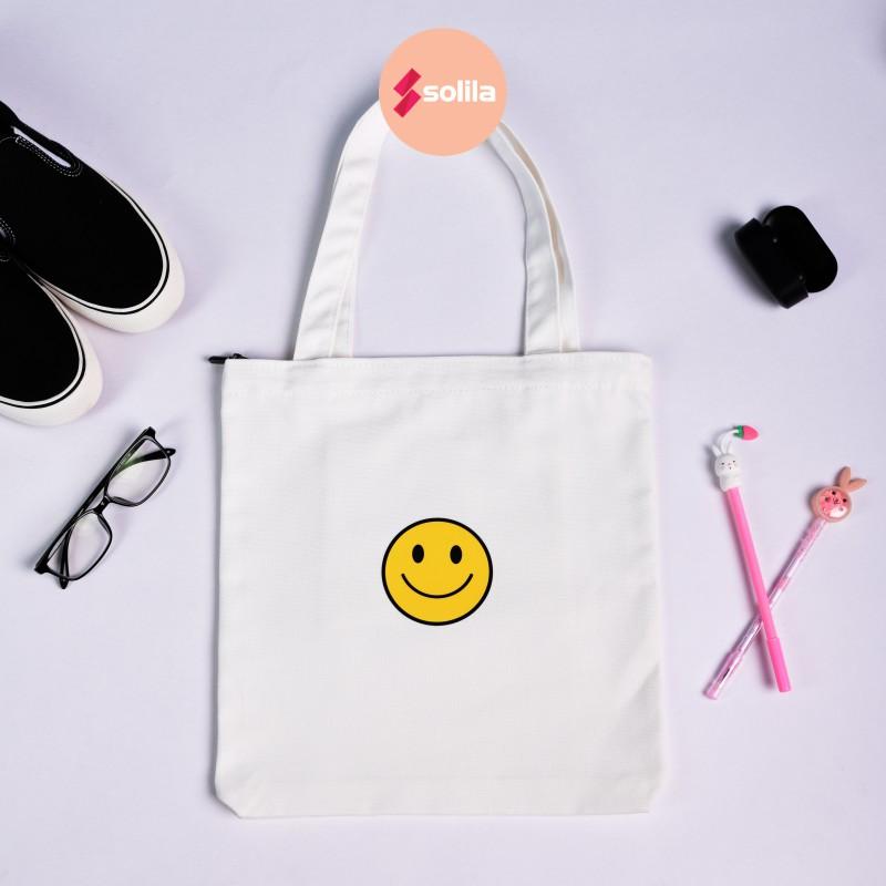 Túi tote bag vải canvas mềm đẹp có khóa và túi phụ cho bạn nữ đi học đi làm thời trang hàn quốc