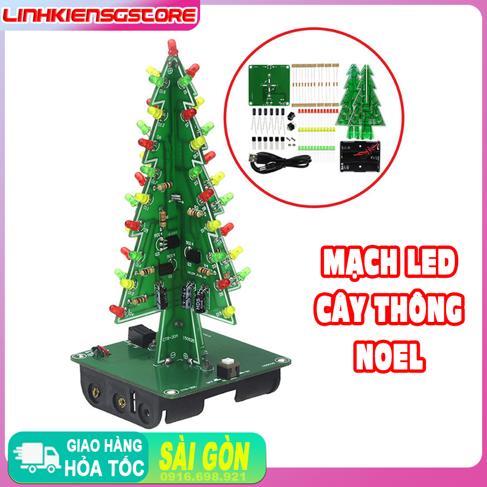 Cây Thông Noel Bảng Mạch Đèn LED PCB 7 Màu Tự Lắp Ráp