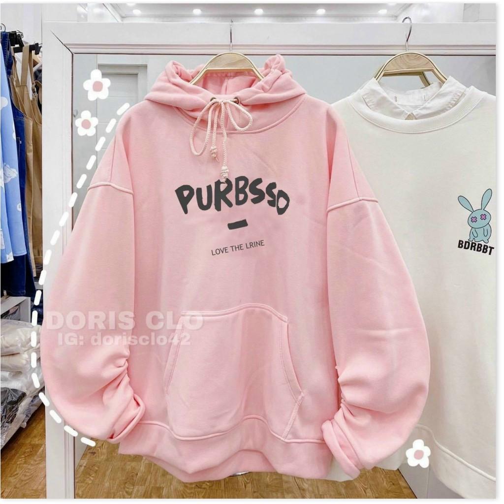 Hình ảnh Áo khoác hoodie nam nữ chất thun nỉ ngoại chống nắng tốt in chữ PURBSSO nón 2 lớp form chuẩn tay phồng hót