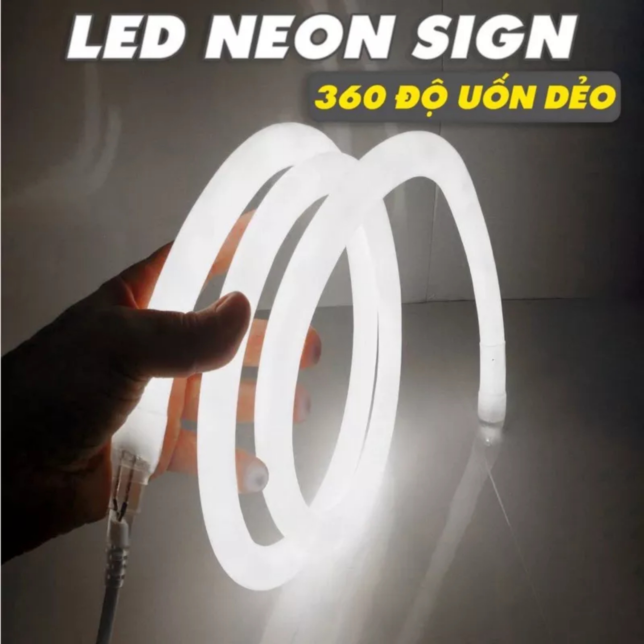 Big sale Led dây neon 360 độ , uốn dẻo , chống nước , siêu sáng trang trí , hắt trần, mua 5m kèm 1 nguồn