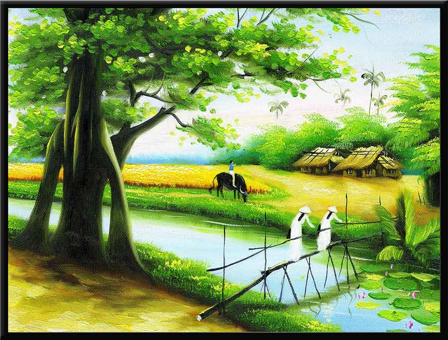 Tranh canvas treo tường làng quê Việt Nam - QVN023