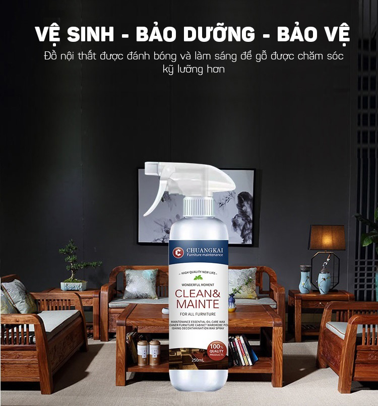 Dung Dịch Bảo Dưỡng, Làm Sạch Vết Bẩn Và Đánh Bóng Đồ Nội Thất Gỗ 250ml -Hàng Nhập Khẩu