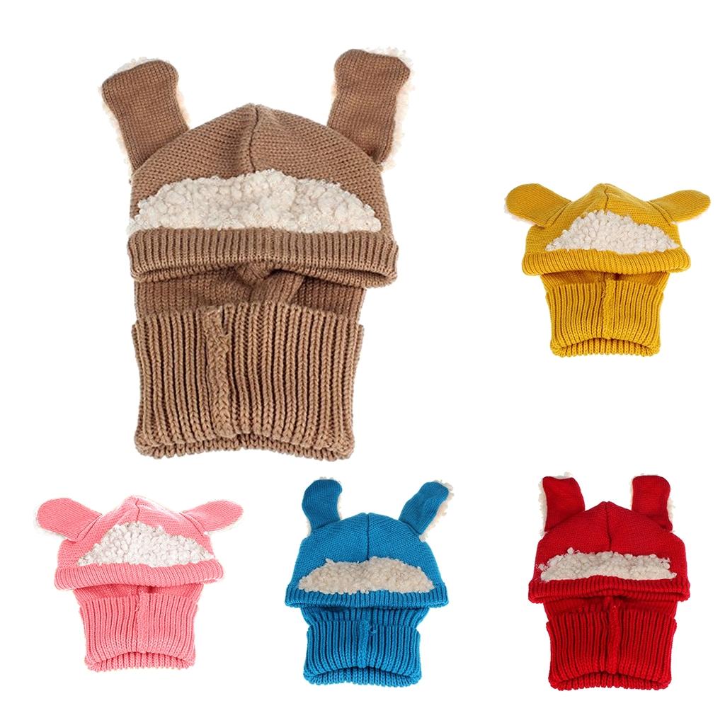 Baby Winter Beanie Warm Hat Hooded Scarf Earflap Knitted Cap Yellow