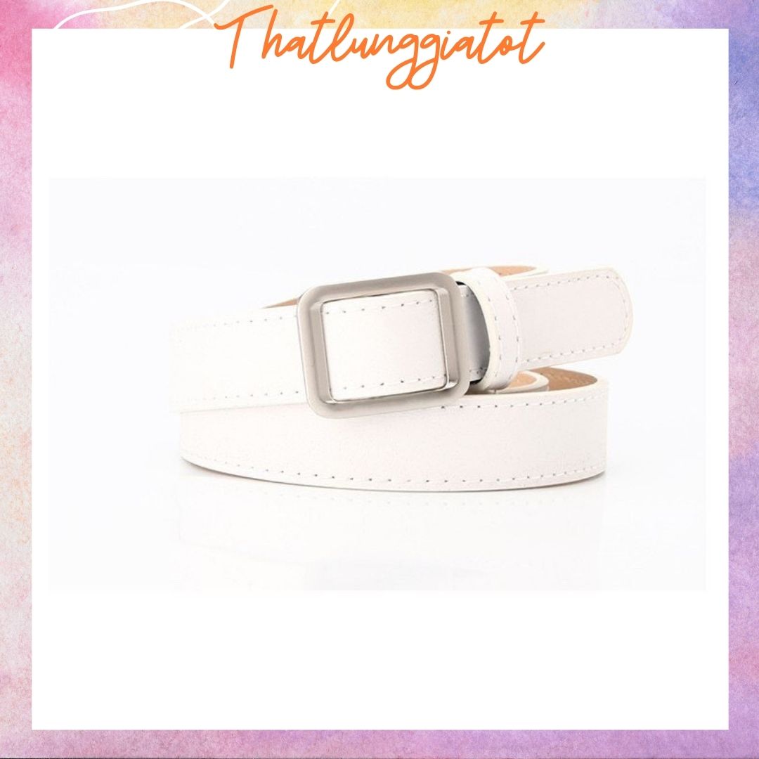 Thắt lưng nữ Ulzzang chữ nhật, không lỗ 2.3cm (hỗ trợ cắt dây nịt) TL006