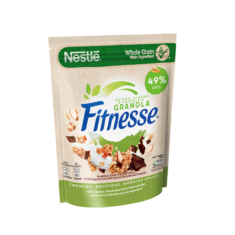 Combo 2 Bịch Ngũ cốc ăn sáng Fitnesse Granola Diêm Mạch, Hạnh Nhân & Sô Cô La (gói 300g)