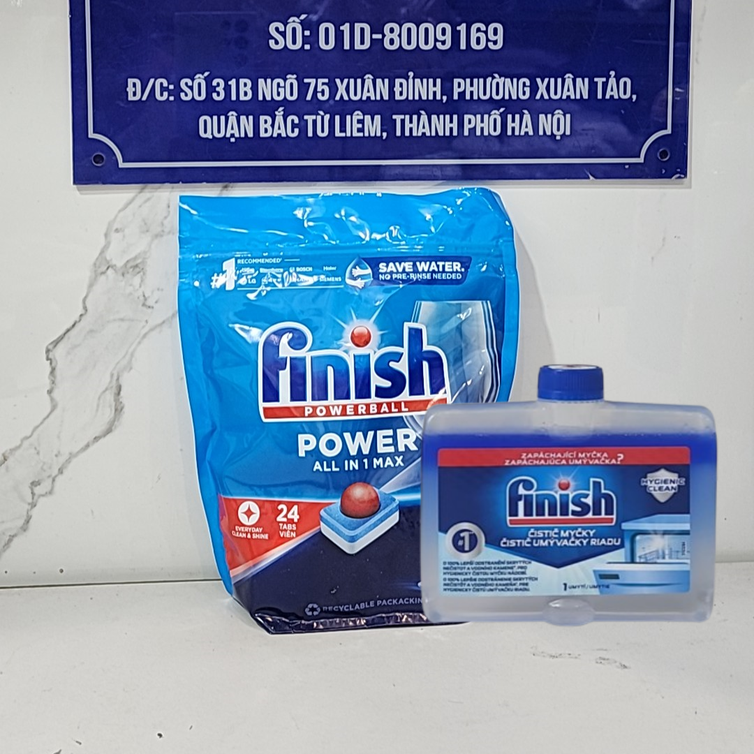 combo hộp viên rửa bát finish allin1 và chai nuớc vệ sinh máy rửa bát Chén ( Đức )