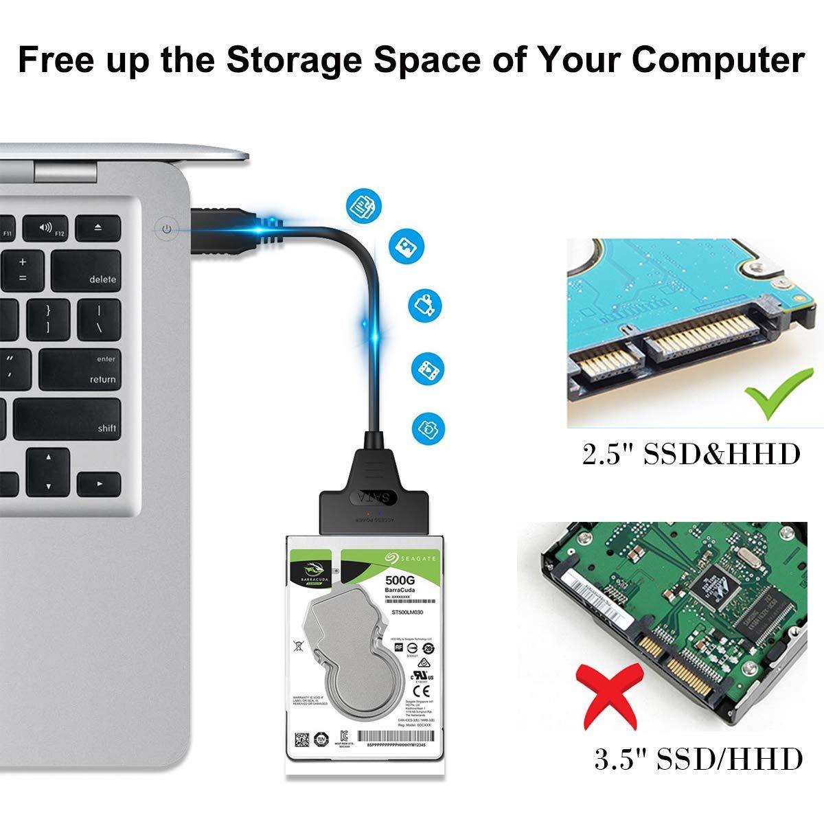 Cáp SATA đến USB 3.0 Type-C lên đến 6 Gbps cho ổ cứng HDD ngoài 2,5 inch