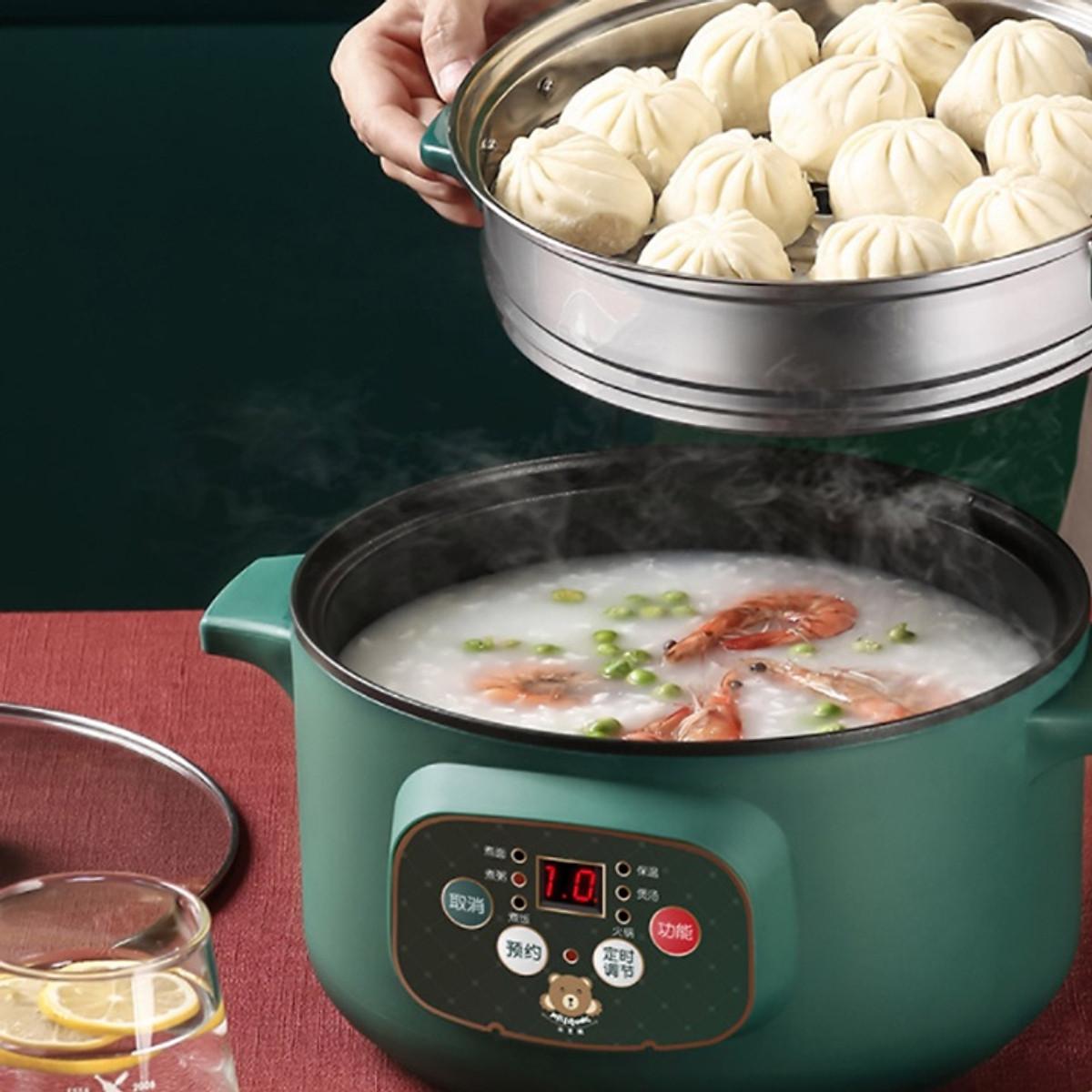 Nồi Đa Năng Mini 24cm, Nồi Lẩu Điện Đa Năng Chống Dính 6 Chế Độ, Chiên, Xào, Hấp, Nấu Cơm, Nấu Lẩu - Hàng chính hãng