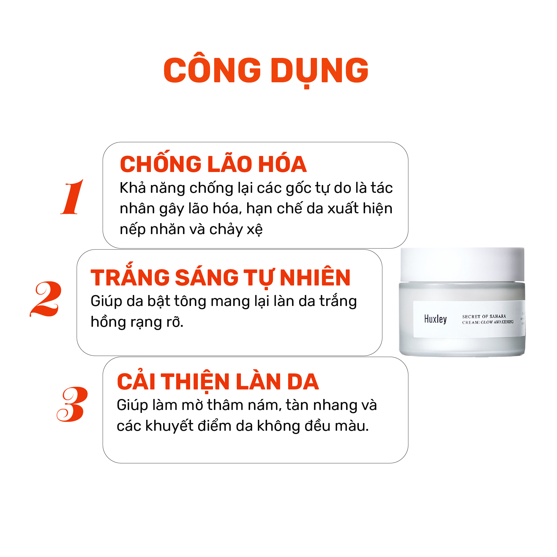 Kem Chống Lão Hóa Da, Dưỡng Sáng Chiết Xuất Từ Xương Rồng Huxley Secret Of Sahara Cream Glow Awakening 50ml