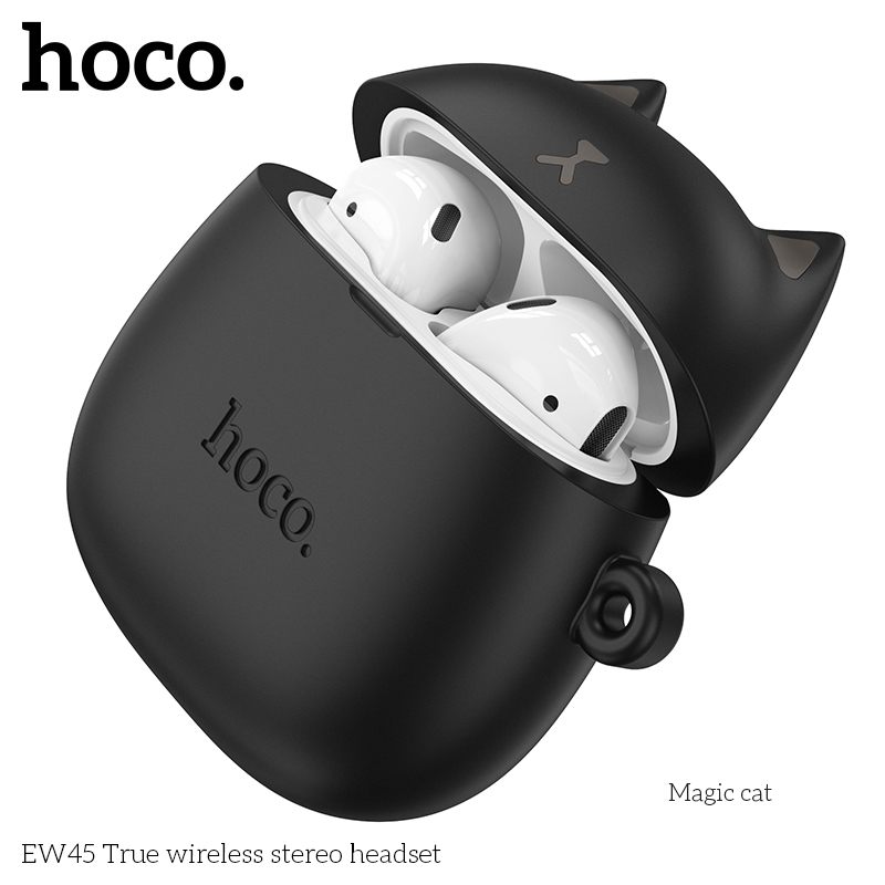 Tai Nghe Bluetooth Hoco EW45 TWS 5.3, Có Mic Đàm Thoại, Nghe Nhạc 4H, Kèm Case Tai Mèo Cute - Hàng chính hãng