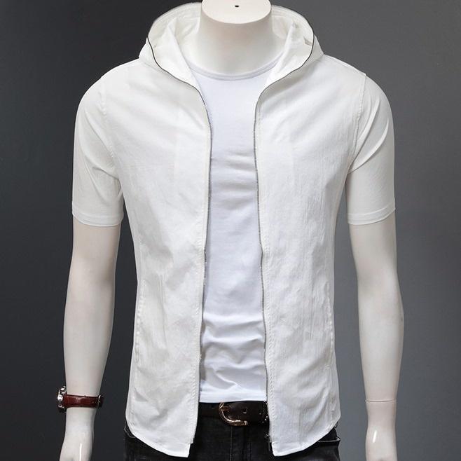 Áo hoodie, áo cộc có mũ chất liệu cotton mùa hè. thể thao mỏng ngắn tay hợp thời trang có khóa N1