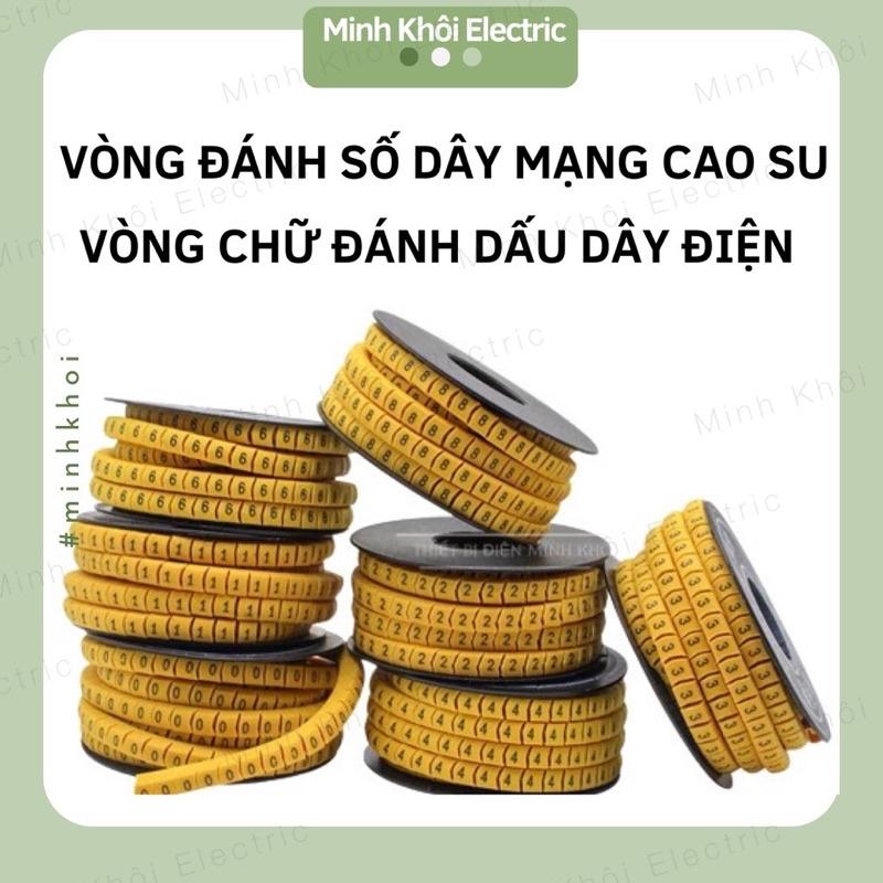 Vòng đánh số dây mạng, dây điện, tín hiệu mạng cao su từ 0 đến 9, vòng chữ đánh dấu cáp line,ống lồng đầu cos
