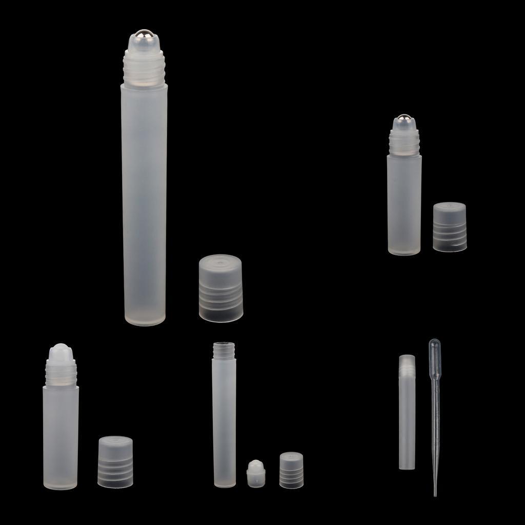 10 Pieces Clear Empty Refillable Perfume Aftershave Steel Roll On Bottles Travel Tube Vials With Pipettes Dropper Kit for Men Women 5ml 10ml