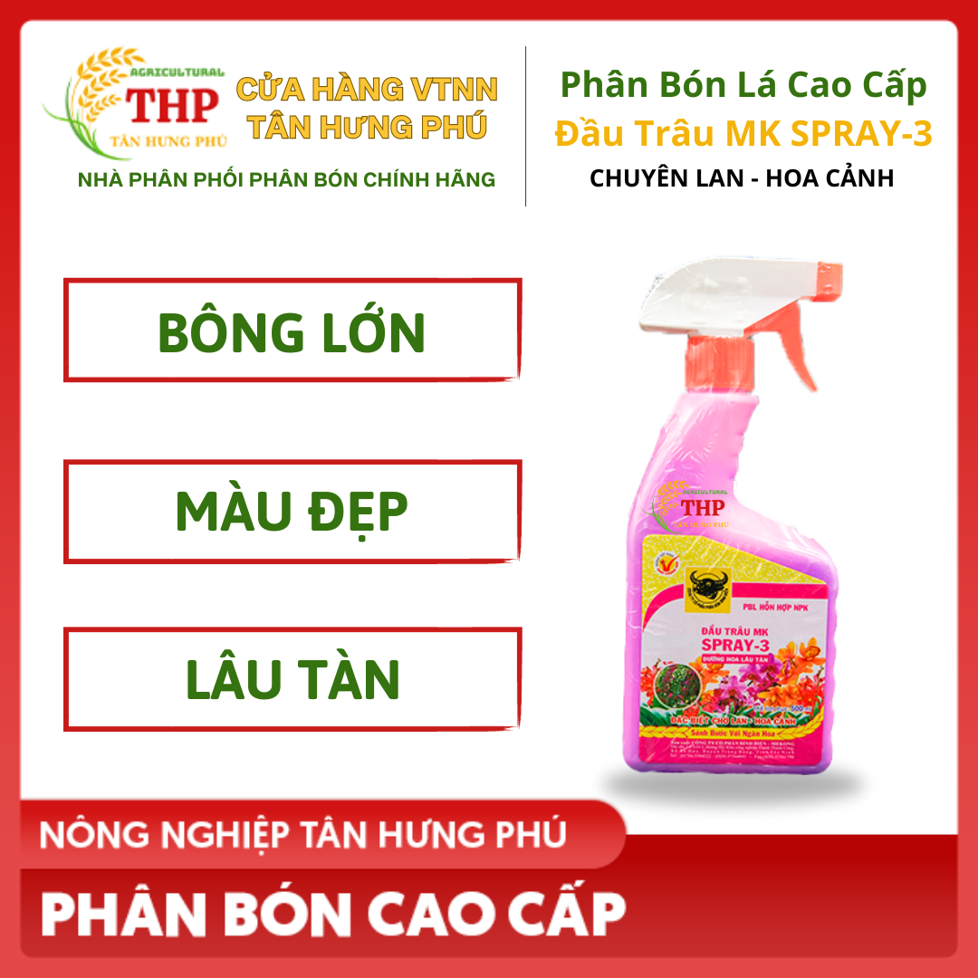 Phân Bón Lá Cao Cấp NPK Đầu Trâu MK SPRAY-3 | Phân Bón Chuyên Hoa - Cây Kiểng | Phân Bón