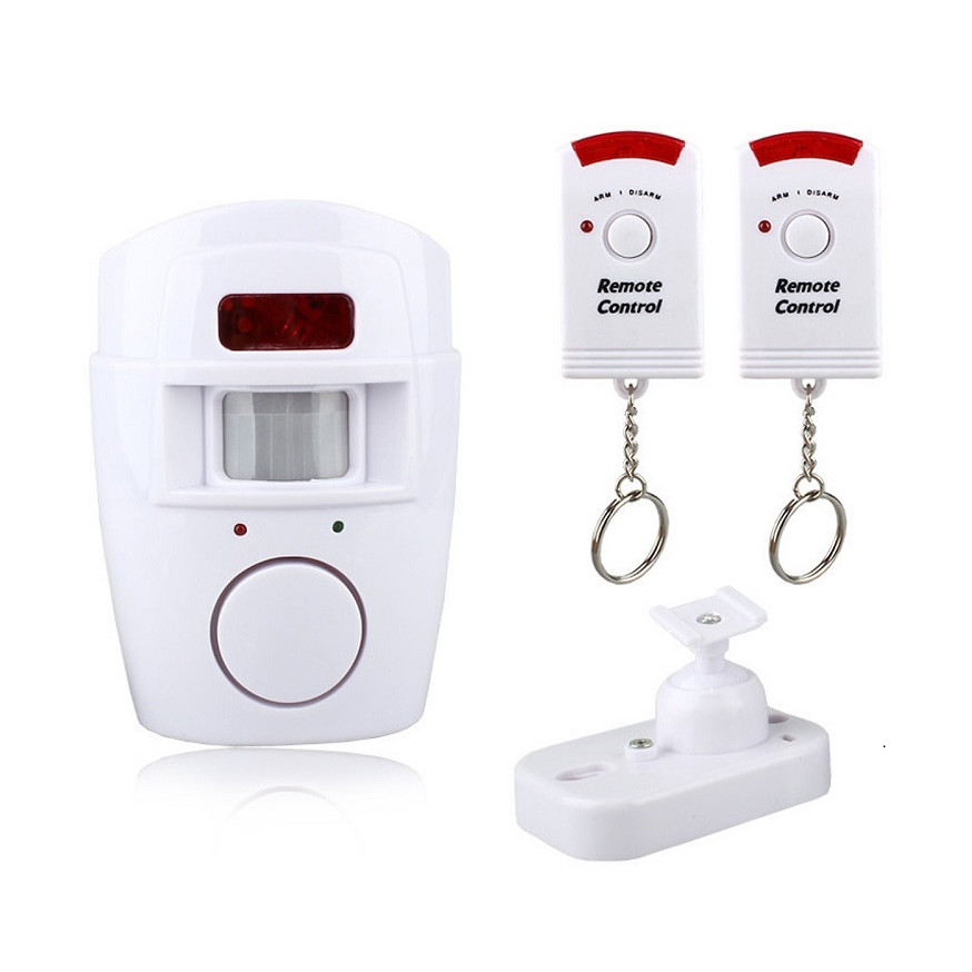 Báo động chống trộm âm thanh 105dB cảm biến hồng ngoại có hai điều khiển từ xa