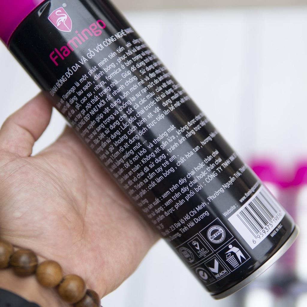 Combo 2 Chai Xịt Tẩy Vệ Sinh &amp; Dưỡng Bóng Nội Thất Ô Tô Flamingo F002 và F096 vệ sinh ghế da và làm sạch Sofa