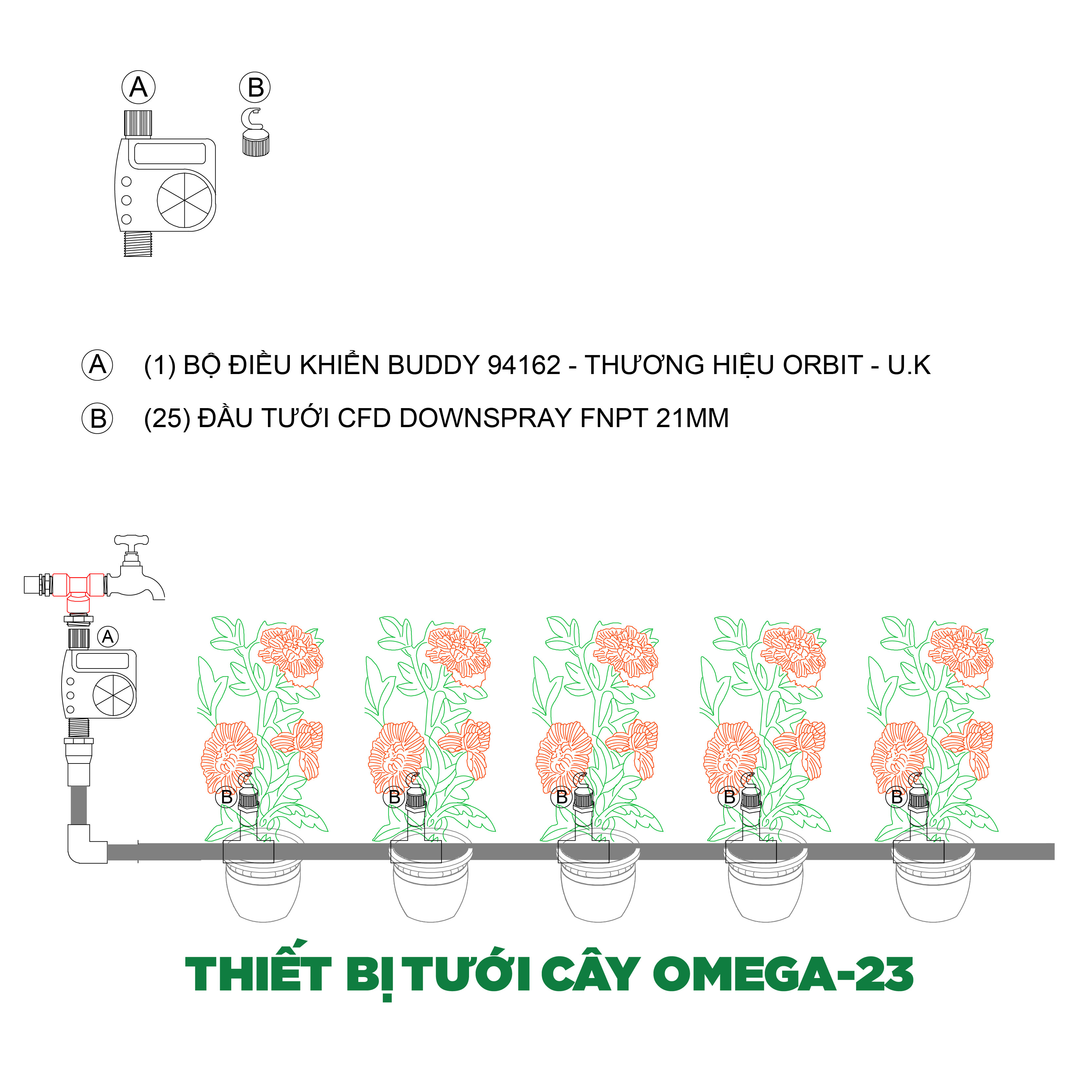 Tưới cây tự động OMEGA-23