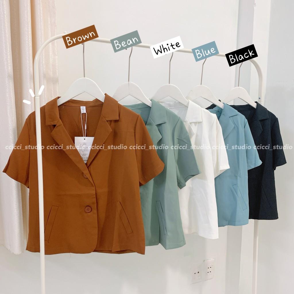 Blaze Áo Khoác Vest Form Tay Ngắn Croptop Basic Ulzzang Mùa Hè