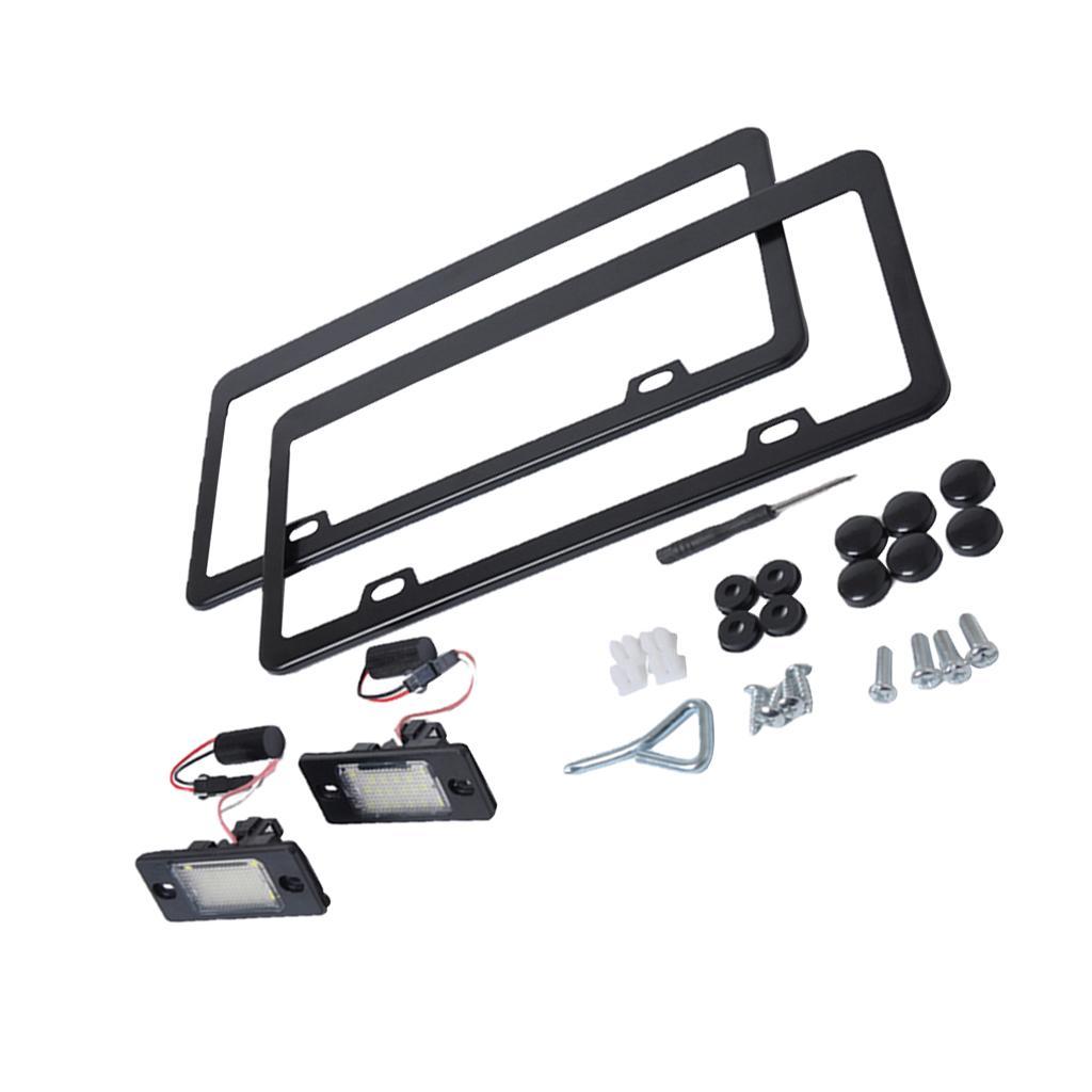 Black License Plate Lamp and License Replacement Frame Fit For Porsche