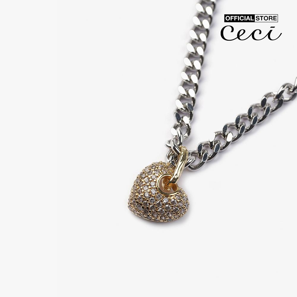 CECI - Dây chuyền nữ mắc xích phối mặt hình trái tim thời trang CC4-01000185-07