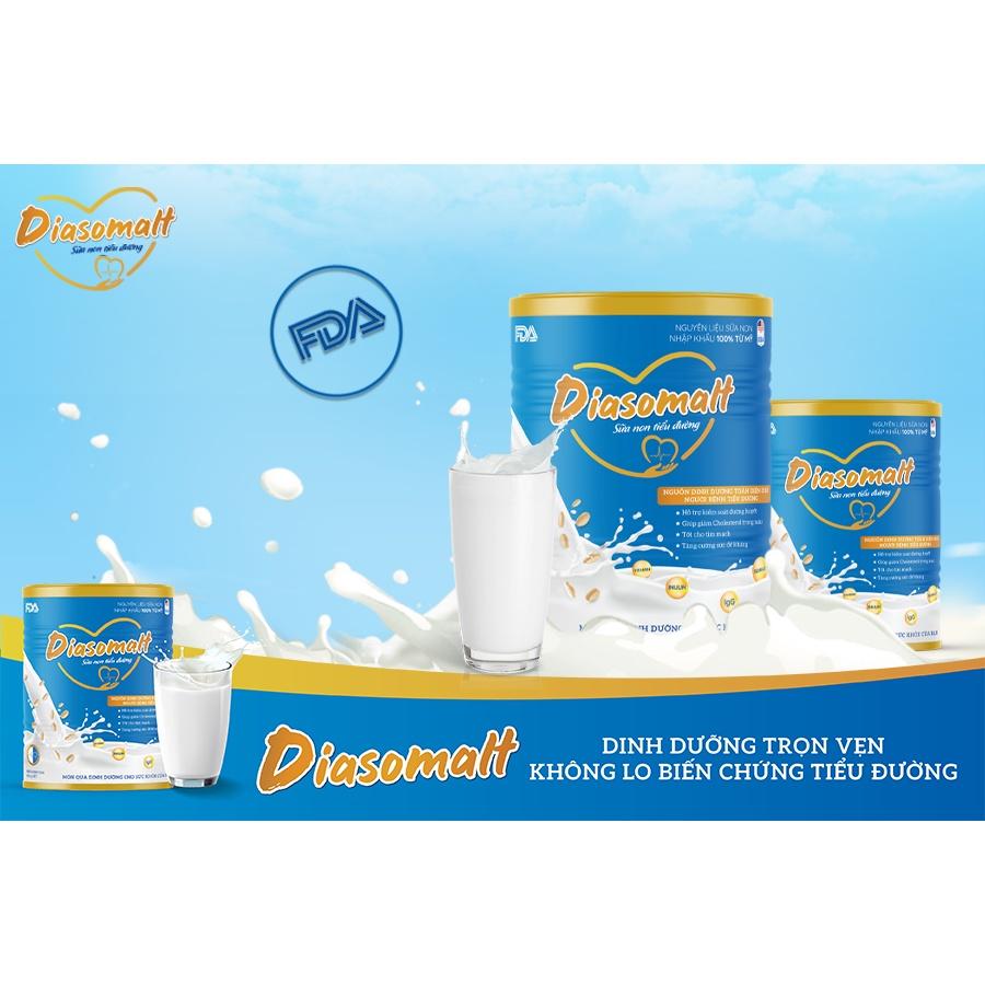 Sữa non tiểu đường Diasomalt 850g - Dinh dưỡng cho người tiểu đường - Ổn định đường huyết