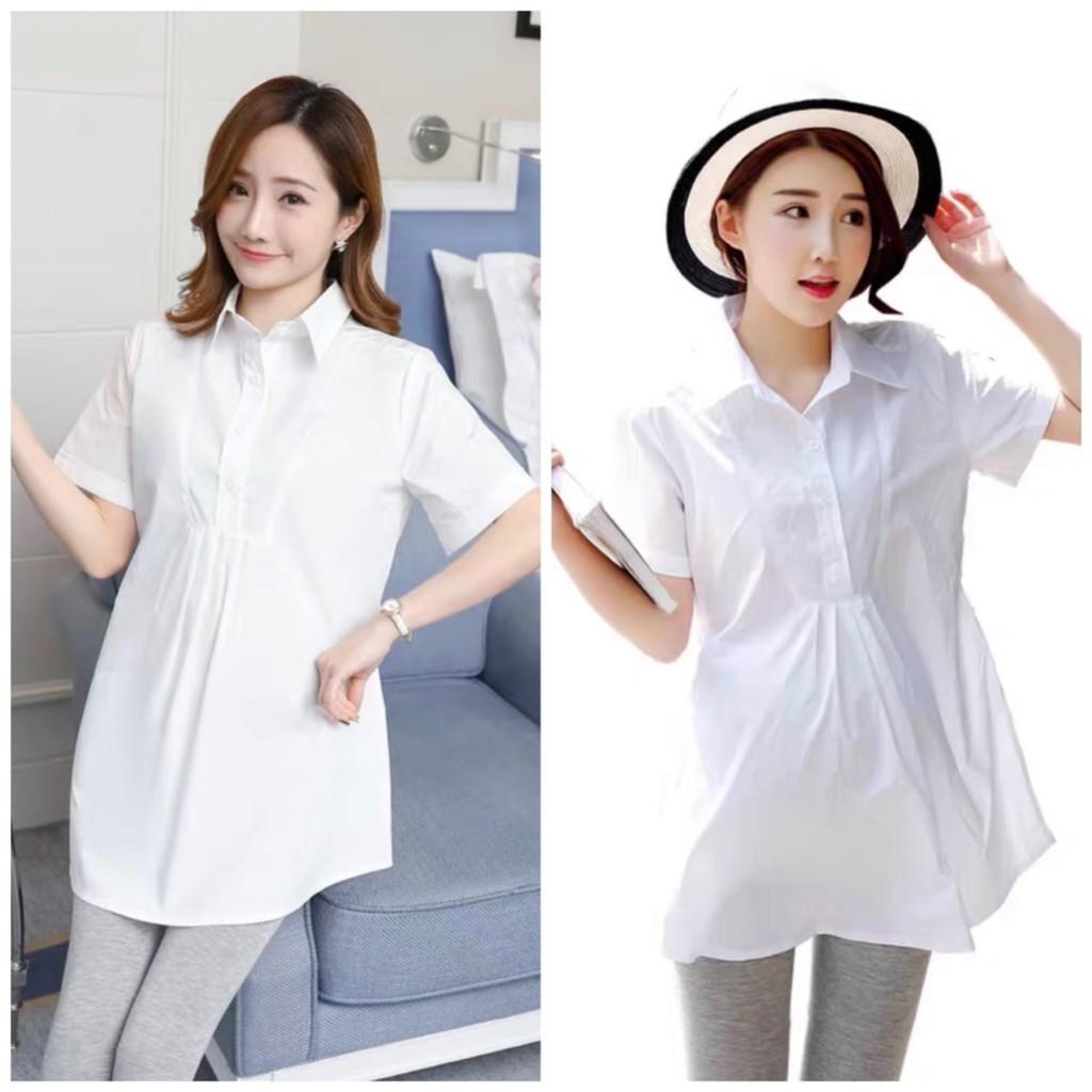 Áo Bầu Sơ Mi Trắng Đẹp Công Sở