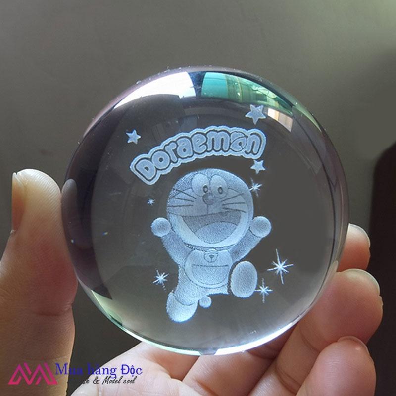 Bộ Quà tặng Quả Cầu Pha lê Khắc 3d Mèo Máy Doremon SIZE 6CM