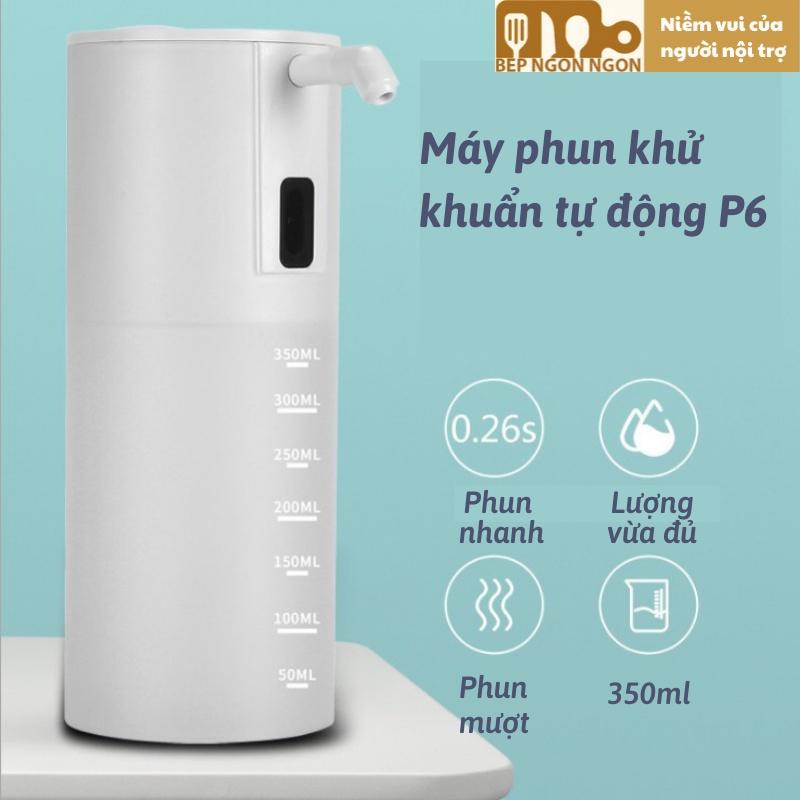 Máy xịt khử khuẩn, rửa tay cảm biến tự động để bàn cao cấp P6 dung tích 350ml, dùng pin siêu tiện lợi