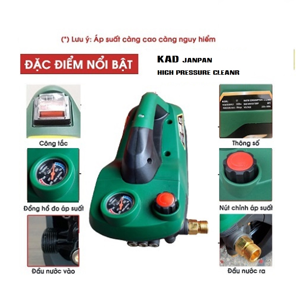 Máy Phun xịt Rửa Xe Áp  Lực Cao, Máy rửa xe mini công suất mạnh KAD-3500W