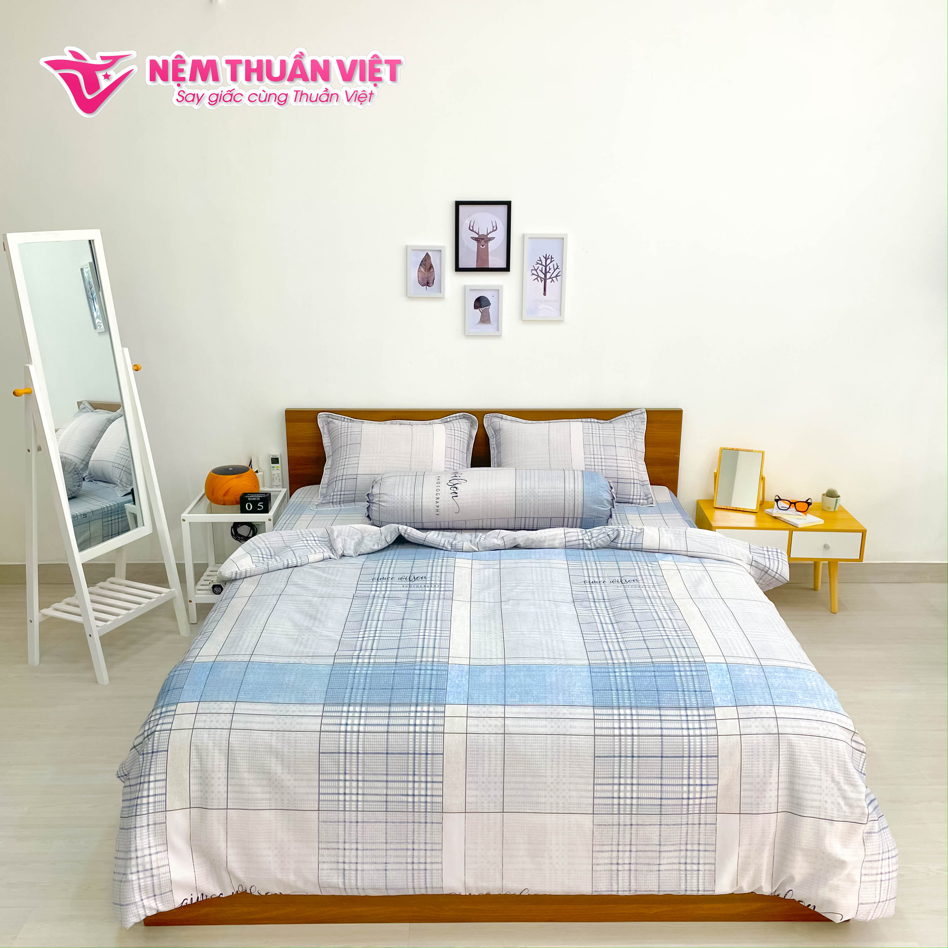 Chăn Mền Tencel Thuần Việt Cao Cấp - Xám Nhạt TVM05 180x200