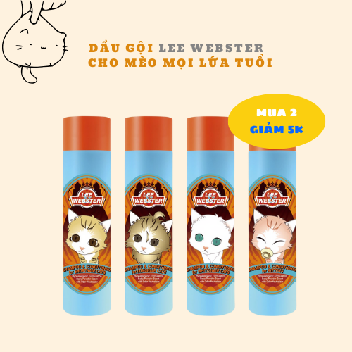 Sữa Tắm Cho Mèo Lông Ngắn / Mèo Lông Dài - Dầu gội và xả Lee&Webster Hàn Quốc -280G