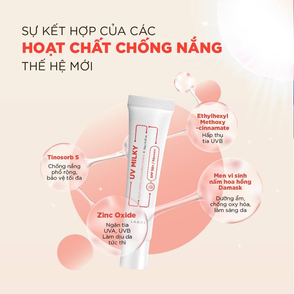 Sữa Chống Nắng Dưỡng Ẩm và Làm Sáng Da LANCI UV Milky Multi Protection & Brightening 50ml