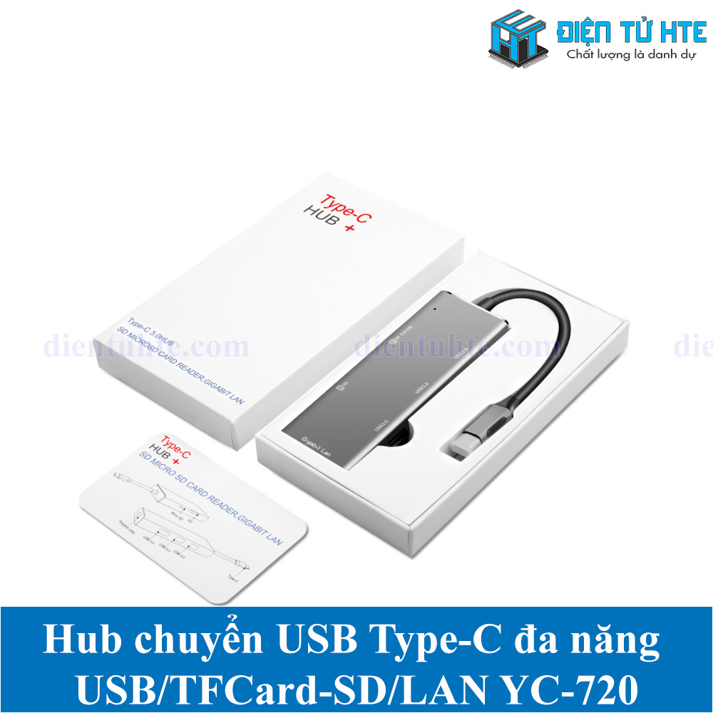 Hub chuyển USB Type-C đa năng sang USB 3.0 - LAN Gigabit - TF SD Card YC-720