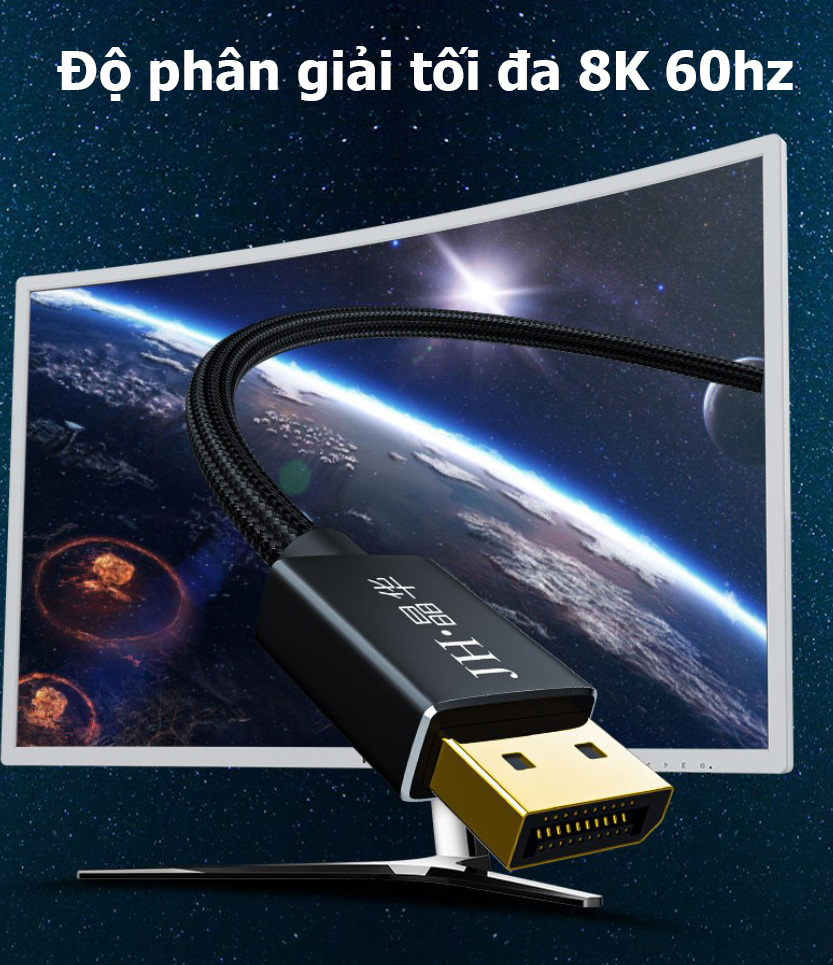 Cáp Displayport dài 1m8 8k 60hz, 4k 144hz cho màn hình gaming JH-H502G