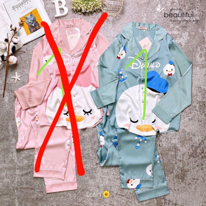 Đồ bộ pijama mặc nhà chất liệu lụa latin cao cấp siêu mềm mịn mát, hàng thiết kế (giao màu ngẫu nhiên)