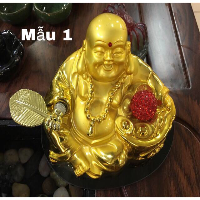 Tượng phật di lặc phong thủy quả cầu xoay năng lượng mặt trời ,quạt phe phẩy để bàn làm việc trang trí nội thất Taplo Ô tô ,xe hơi
