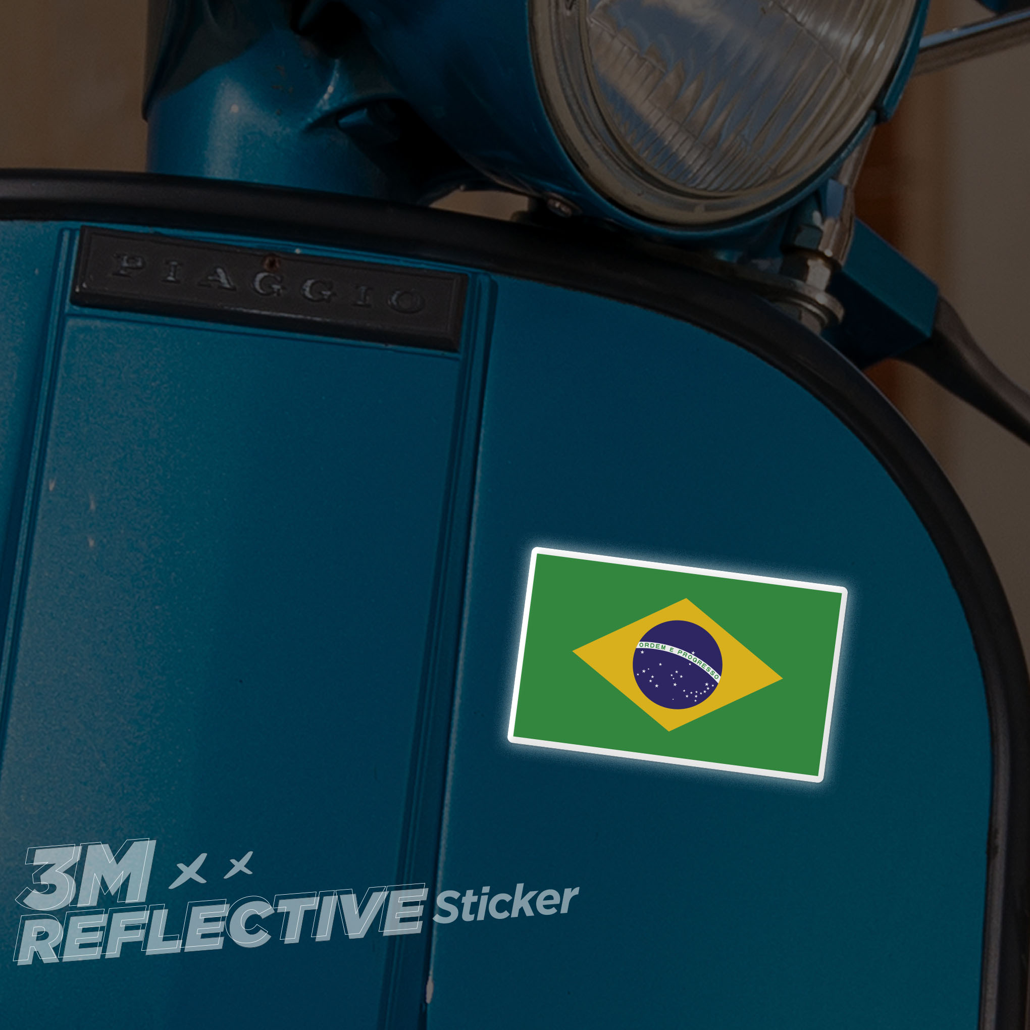 BRAZIL FLAG 3M - Reflective Sticker Die-cut Hình dán phản quang thương hiệu STICKER FACTORY