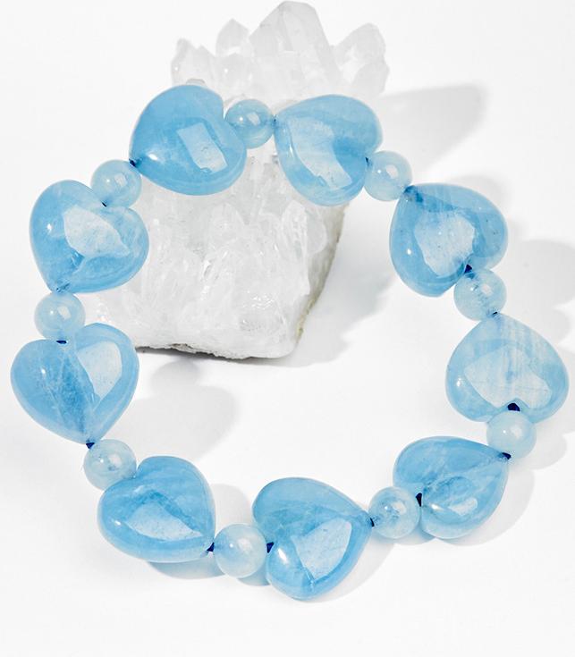 Vòng tay đá aquamarine trái tim may mắn Ngọc Quý Gemstones