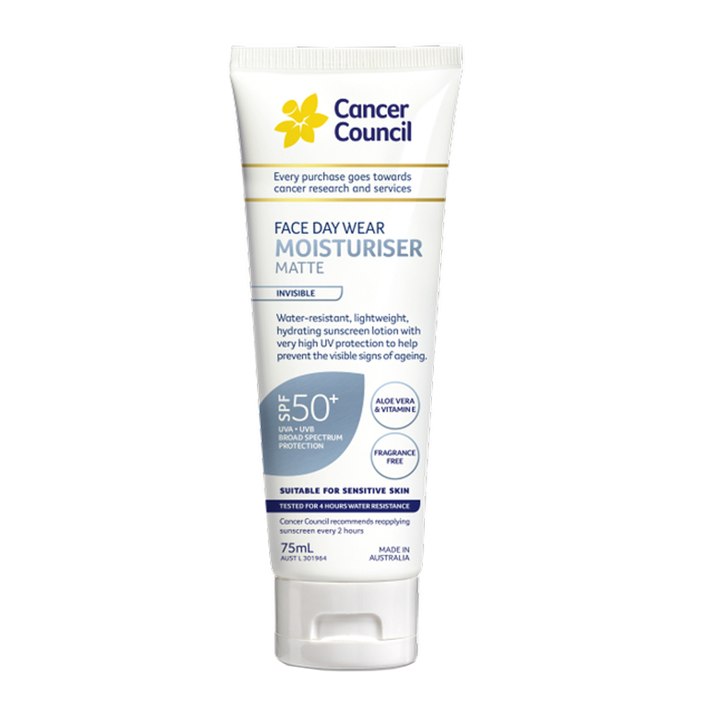 Kem chống nắng cho da mặt & body chống nước Cancer Council Face Day Wear SPF50+/PA++++ 75ml