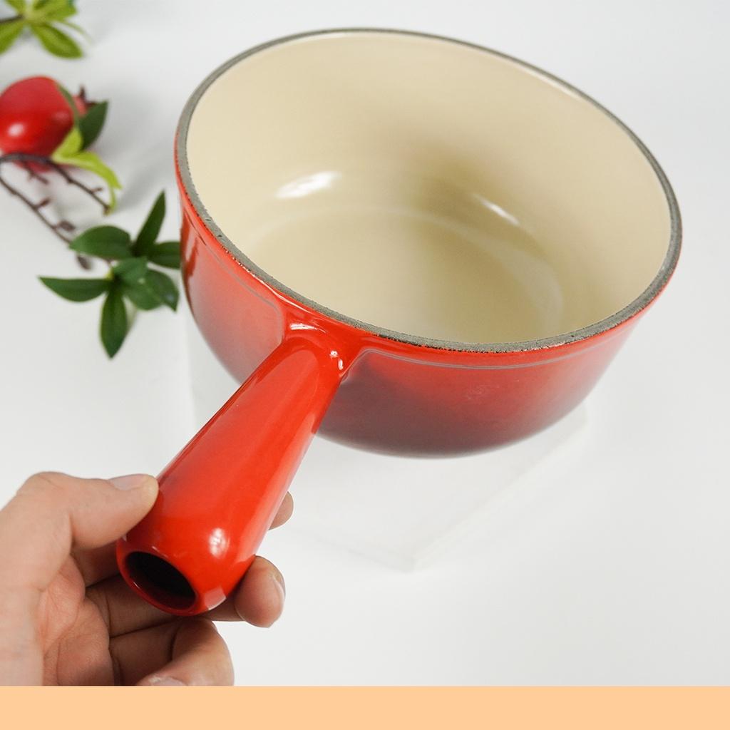 Quánh Gang Le Creuset, Size 16cm, Tay Cầm Cách Nhiệt, Quánh Nấu Bột Cho Bé, Dẫn Nhiệt Tốt, Dùng Cho Mọi Loại Bếp