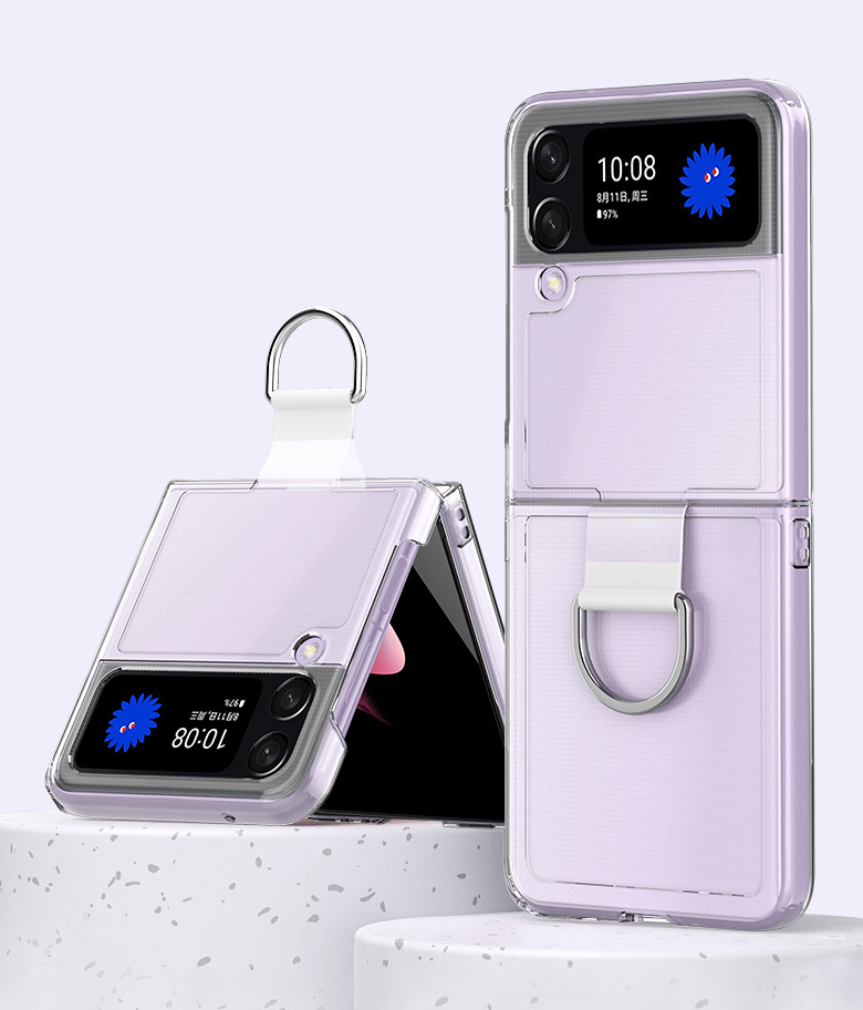 Ốp lưng cứng trong suốt có móc cho Samsung Galaxy Z Flip 4 - Hàng nhập khẩu