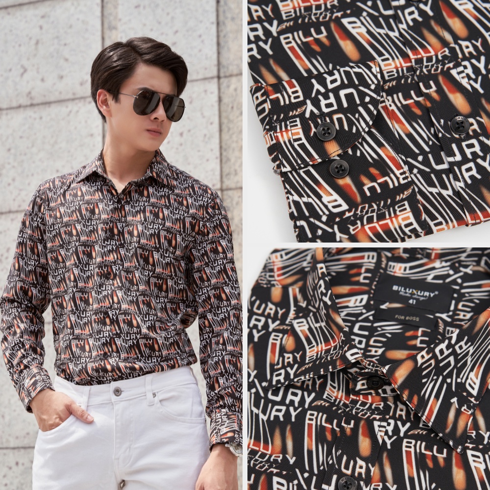 Áo sơ mi nam dài tay Biluxury họa tiết phom Casual thoải mái thiết kế phá cách đẳng cấp 6SMDH008DEN