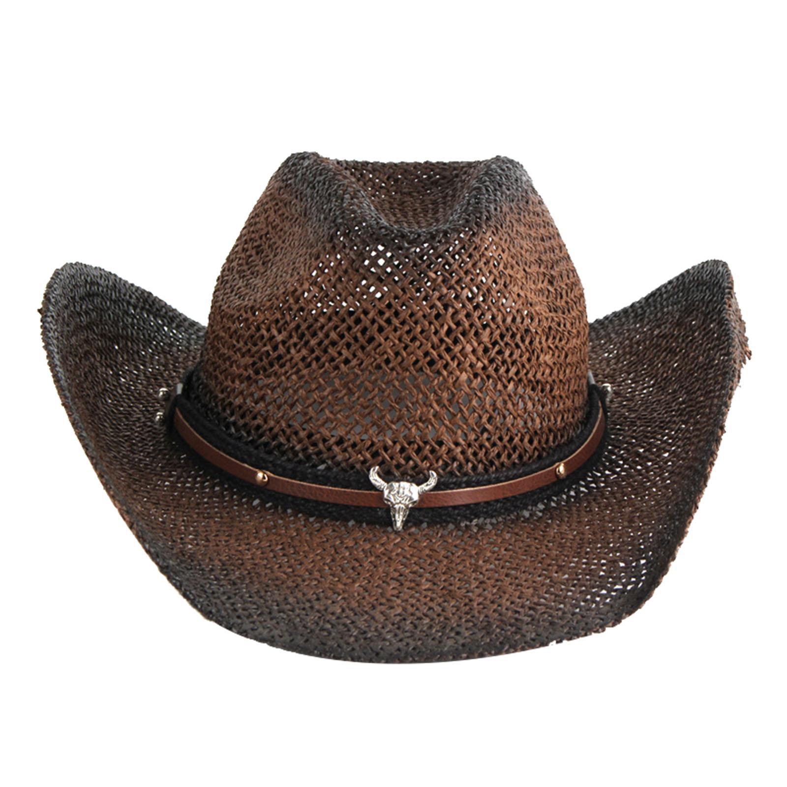 Straw Cowboy Hat Roll up Brim Cowboy Hat for festival Sun Protection