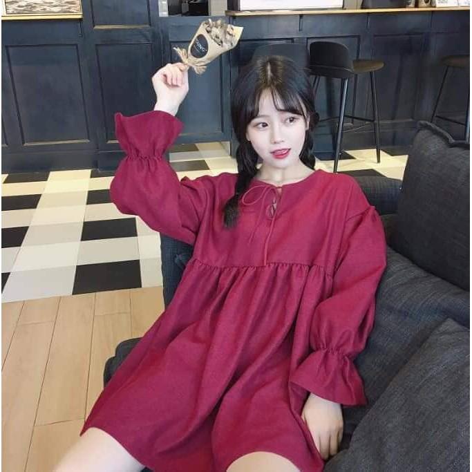 Đầm babydoll nhún bèo dễ thương