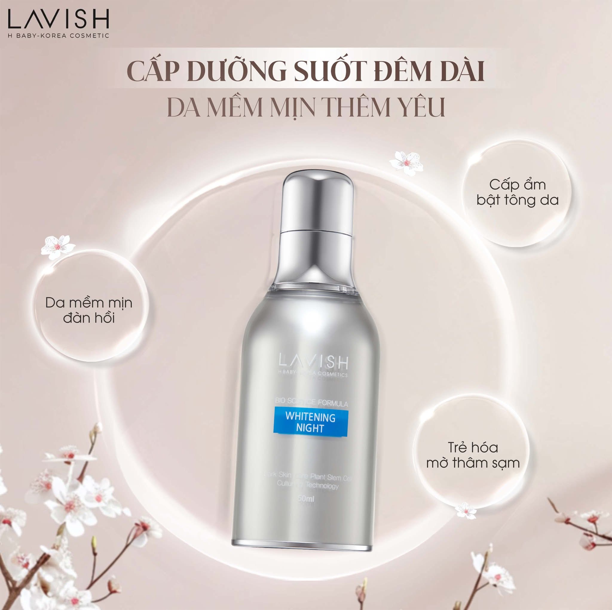 Kem dưỡng trắng da chuyên sâu ban đêm dành cho mặt Lavish h baby