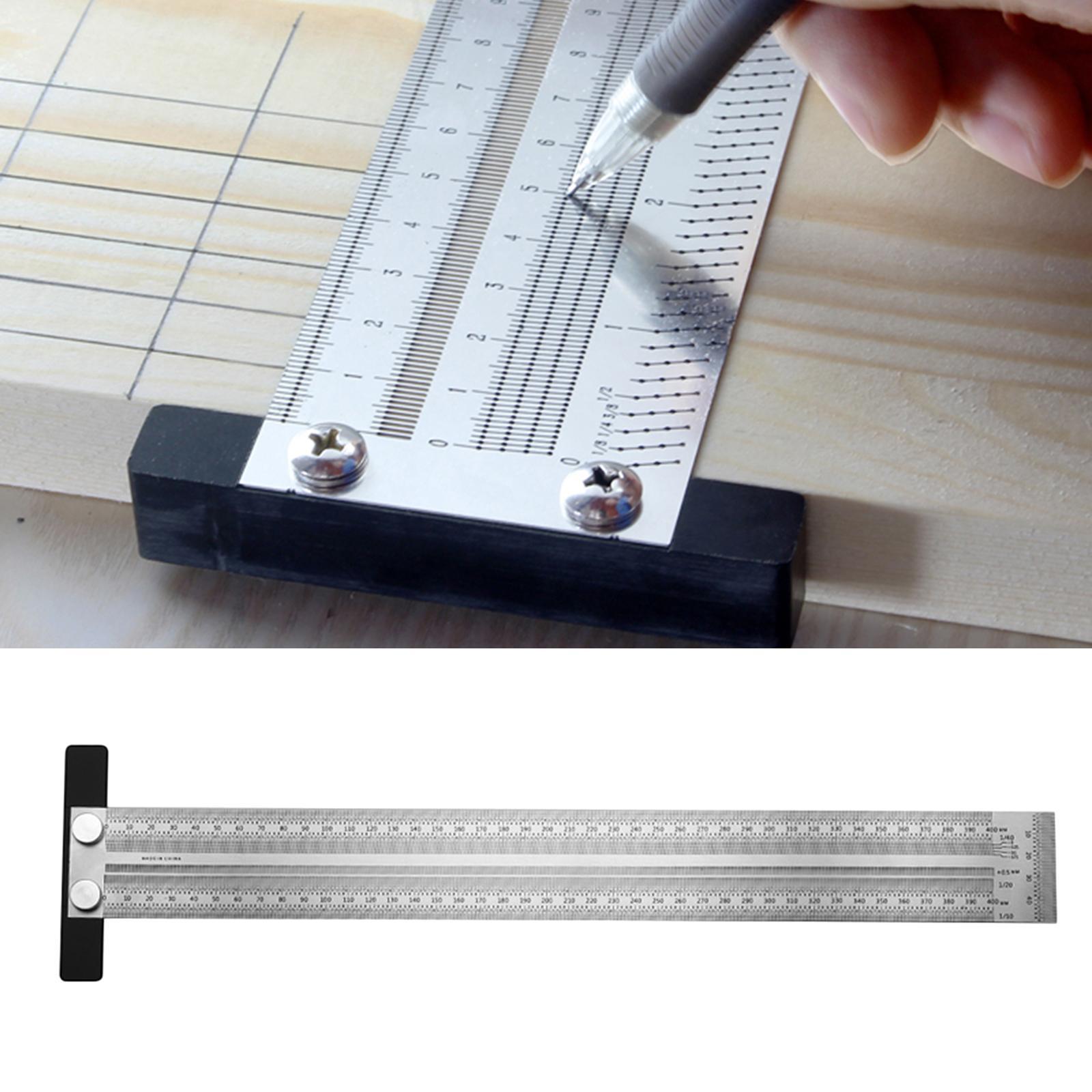 2x T Type Hole Scale Ruler Woodworking Scribing Mark Line Gauge Carpenter