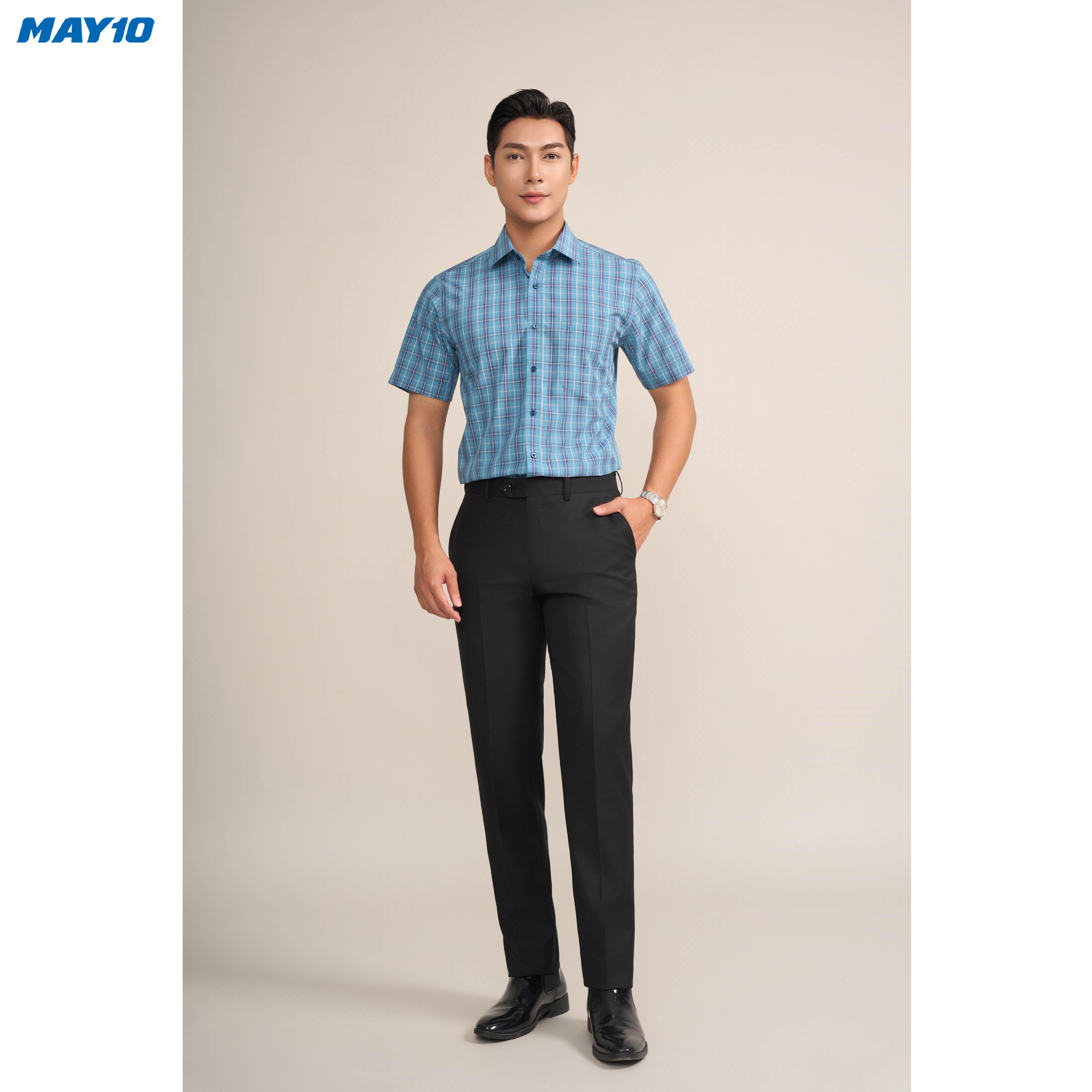 Sơ mi nam cộc tay May10 form RegularFit mã 010124196ONGB AK610