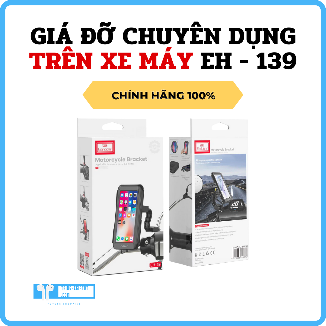 Giá Đỡ Điện Thoại Khung Kim Loại Chuyên Dụng Trên Xe Máy Earldom EH - 139 Hàng chính hãng